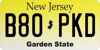 NJ license plate B80PKD