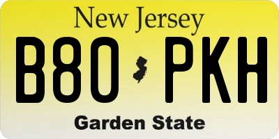 NJ license plate B80PKH