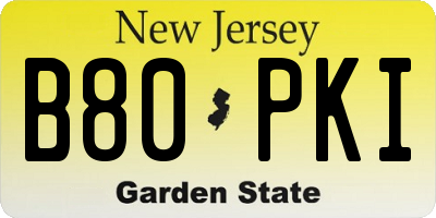 NJ license plate B80PKI