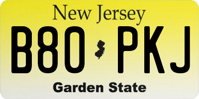 NJ license plate B80PKJ