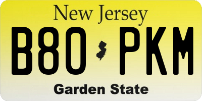 NJ license plate B80PKM