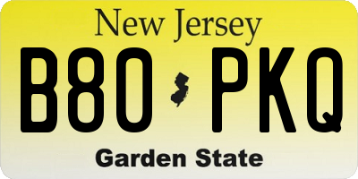 NJ license plate B80PKQ