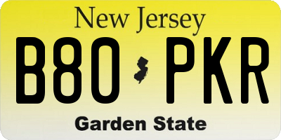 NJ license plate B80PKR