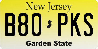 NJ license plate B80PKS