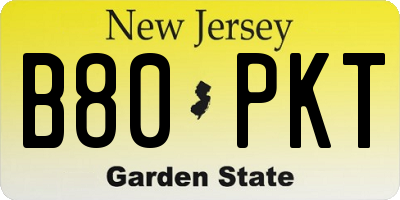 NJ license plate B80PKT