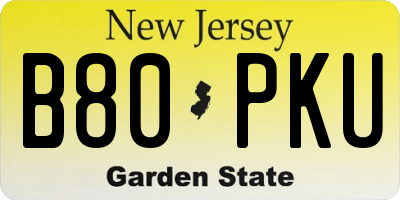 NJ license plate B80PKU
