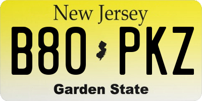 NJ license plate B80PKZ