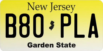 NJ license plate B80PLA