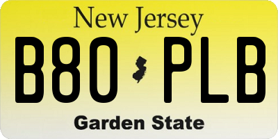 NJ license plate B80PLB