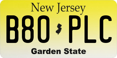 NJ license plate B80PLC