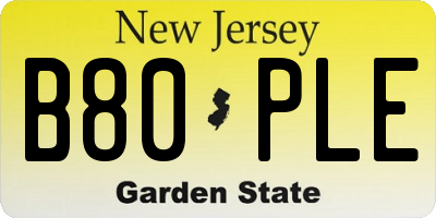 NJ license plate B80PLE