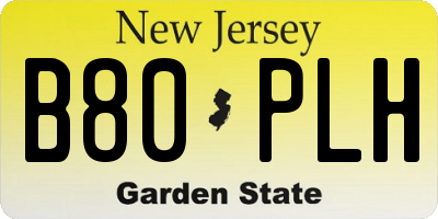 NJ license plate B80PLH