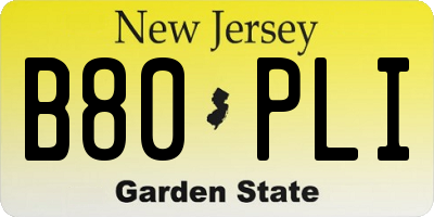 NJ license plate B80PLI