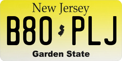 NJ license plate B80PLJ