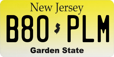 NJ license plate B80PLM