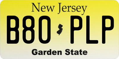 NJ license plate B80PLP