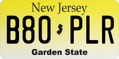 NJ license plate B80PLR