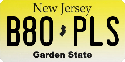 NJ license plate B80PLS
