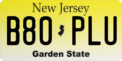NJ license plate B80PLU