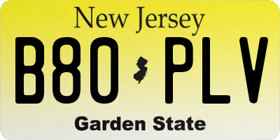 NJ license plate B80PLV