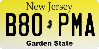 NJ license plate B80PMA
