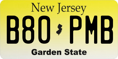NJ license plate B80PMB