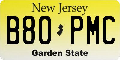 NJ license plate B80PMC