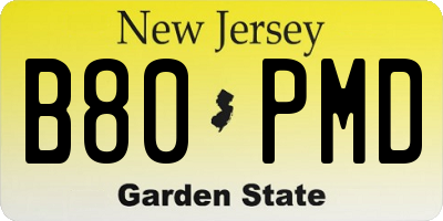 NJ license plate B80PMD