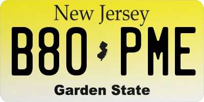 NJ license plate B80PME