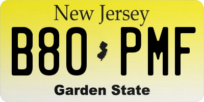 NJ license plate B80PMF