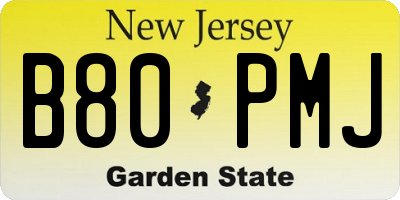 NJ license plate B80PMJ