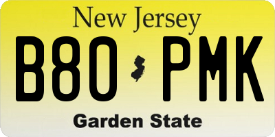 NJ license plate B80PMK