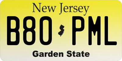 NJ license plate B80PML