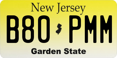 NJ license plate B80PMM