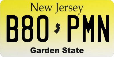 NJ license plate B80PMN