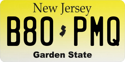NJ license plate B80PMQ