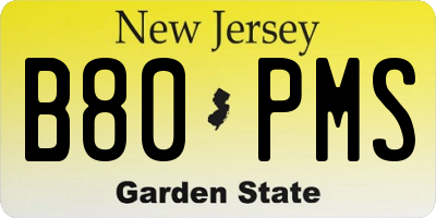 NJ license plate B80PMS