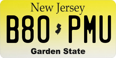 NJ license plate B80PMU