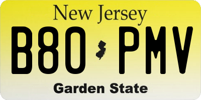 NJ license plate B80PMV