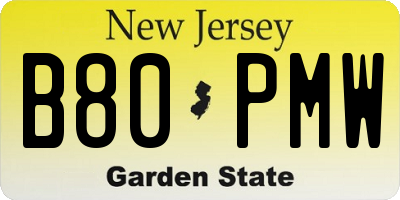 NJ license plate B80PMW