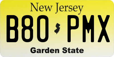 NJ license plate B80PMX