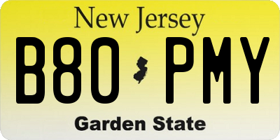 NJ license plate B80PMY