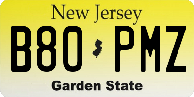NJ license plate B80PMZ