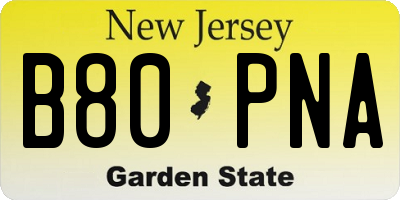 NJ license plate B80PNA