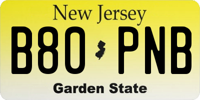 NJ license plate B80PNB