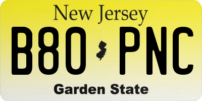 NJ license plate B80PNC