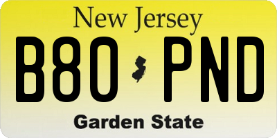 NJ license plate B80PND