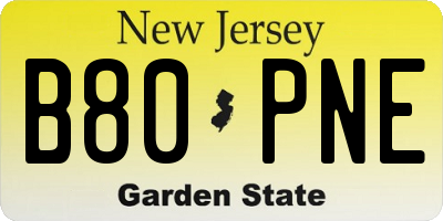 NJ license plate B80PNE