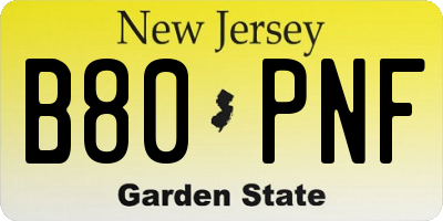 NJ license plate B80PNF