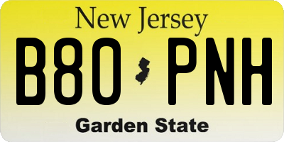 NJ license plate B80PNH